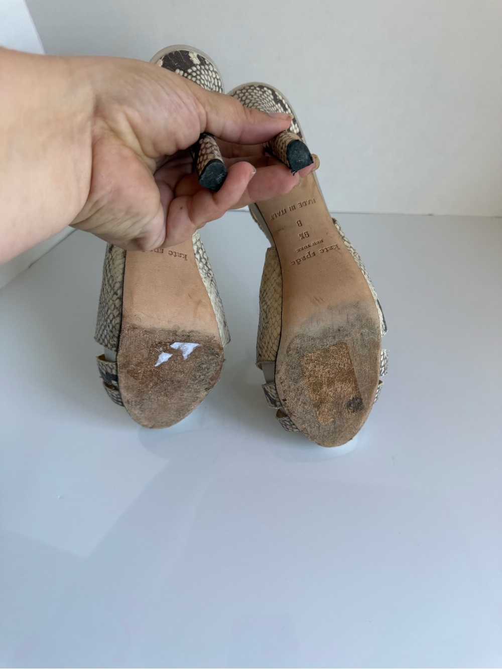 KATE SPADE Glenda Snake-Print Slingback Stilleto Heels in Beige and Brown 9.5 - Picture 9 of 9